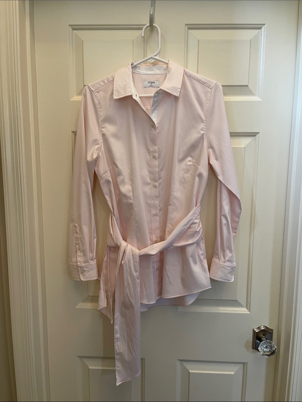UNTUCKit Pink Striped Button-Down Shirt with Waist Tie